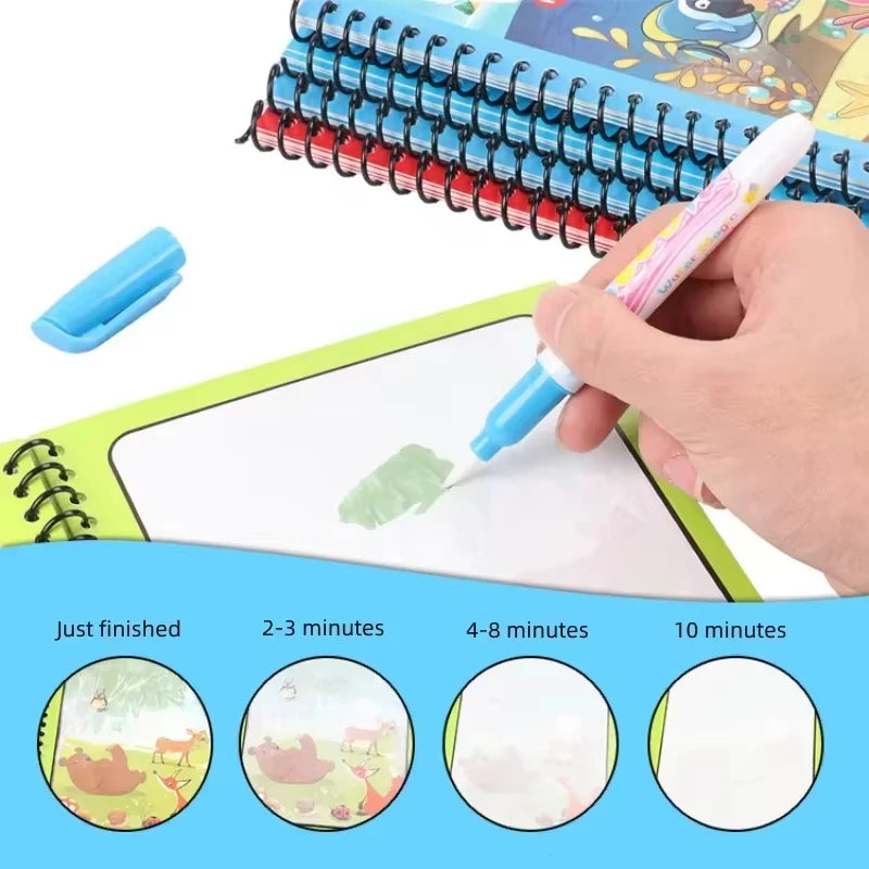 1pc Reusable Water Drawing Book Magic Water Book Mess-Free Magic Painting Pad with Refillable Water Pen Learning  Education Toy