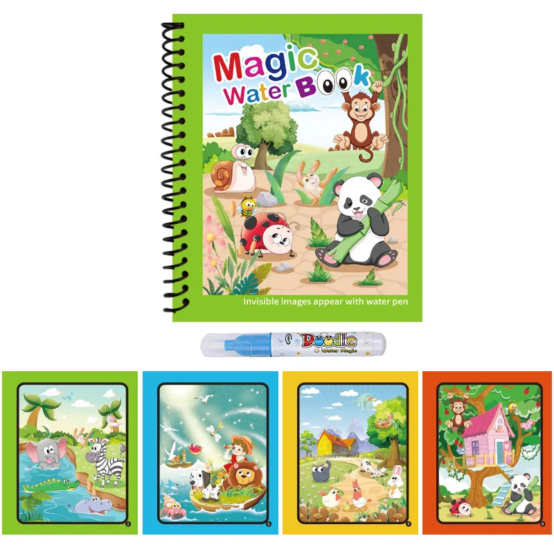 1pc Reusable Water Drawing Book Magic Water Book Mess-Free Magic Painting Pad with Refillable Water Pen Learning  Education Toy