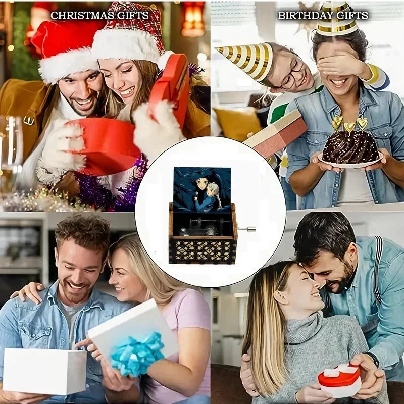 Music Box Anime Theme Music Merry Go Round of Life Wooden Hand Cranked Musical Box New Year Birthday  Mother's Day Gift