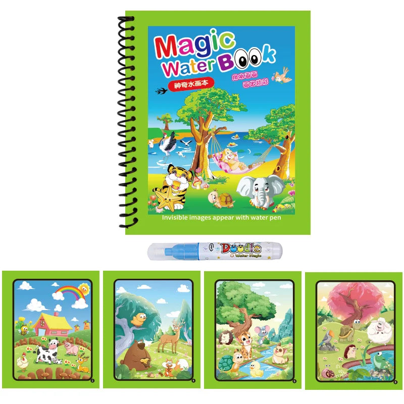 1pc Reusable Water Drawing Book Magic Water Book Mess-Free Magic Painting Pad with Refillable Water Pen Learning  Education Toy