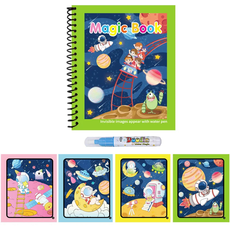 1pc Reusable Water Drawing Book Magic Water Book Mess-Free Magic Painting Pad with Refillable Water Pen Learning  Education Toy